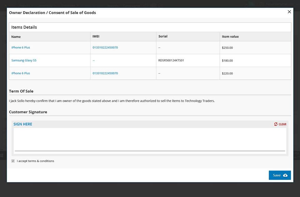 trade-in module point of sale software