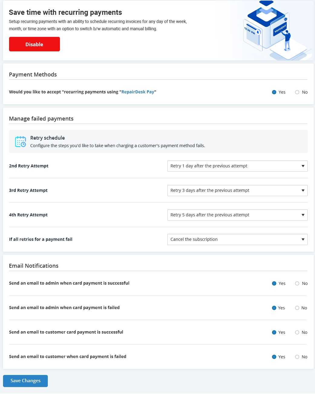 RepairDesk Recurring Payments