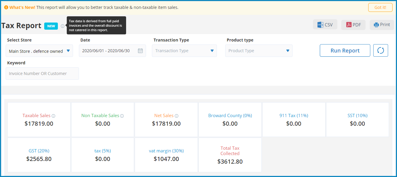 New tax report in your computer repair shop software