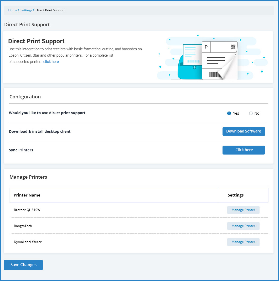 Direct Print Support