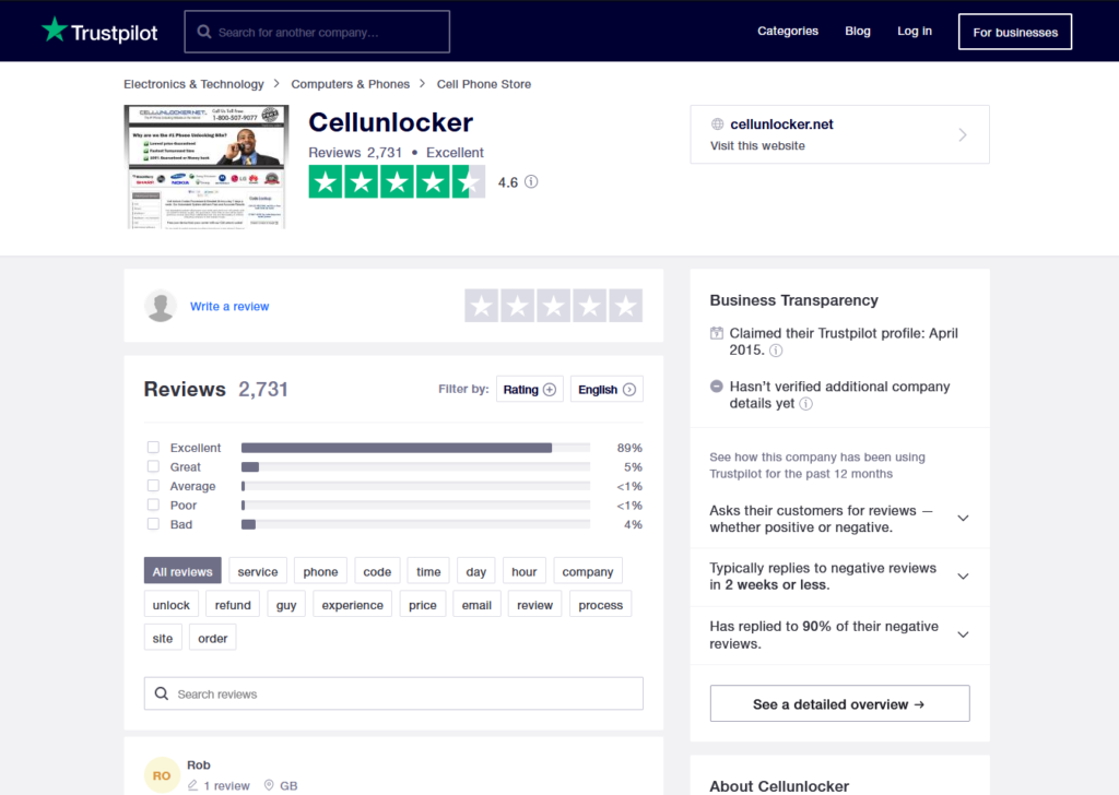 CellUnlocker.net reviews on TrustPilot for best network unlocking websites to use with your repair shop software 2021