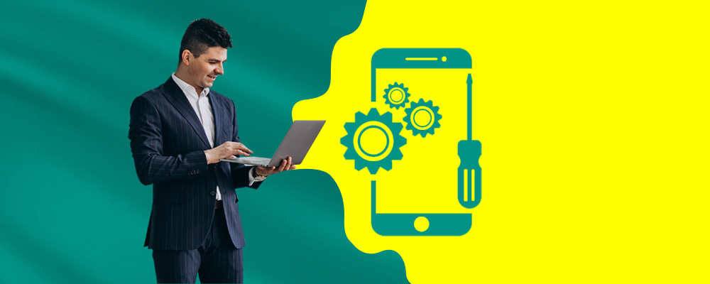 A cell phone repair shop executive scrutinizing a report