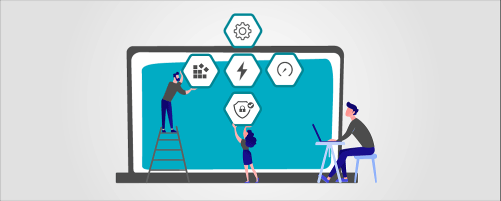 GIF showing a concept map for computer repair shop software