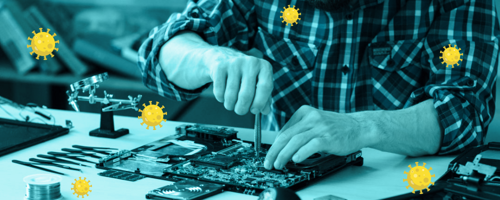 A micro-solderer at work