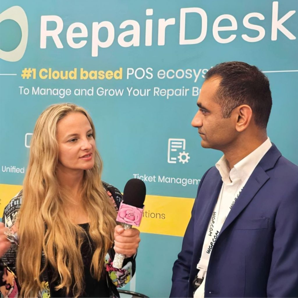 RepairDesk VP Growth in discussion with a GRE reporter