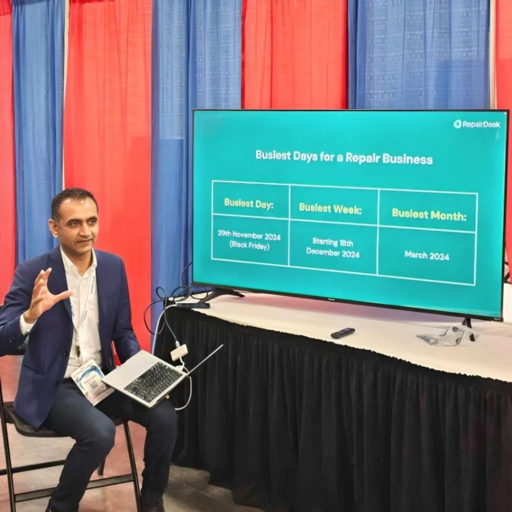 Ahsan presenting live demo of RepairDesk products